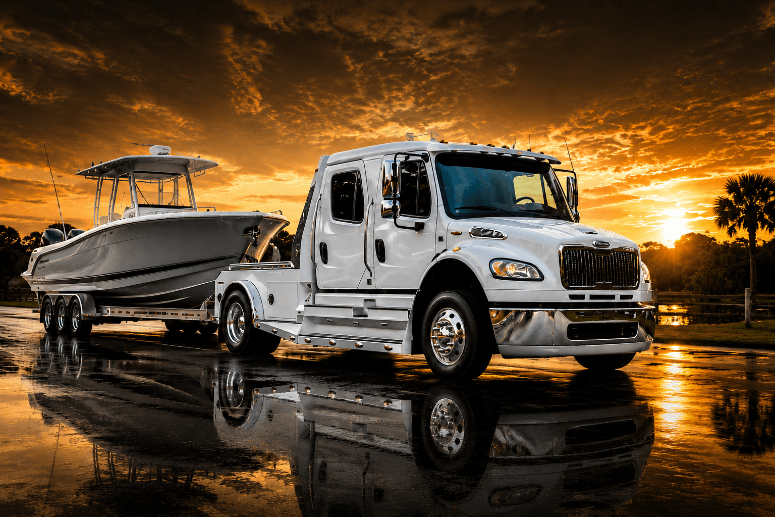 Custom hauler truck on the road
